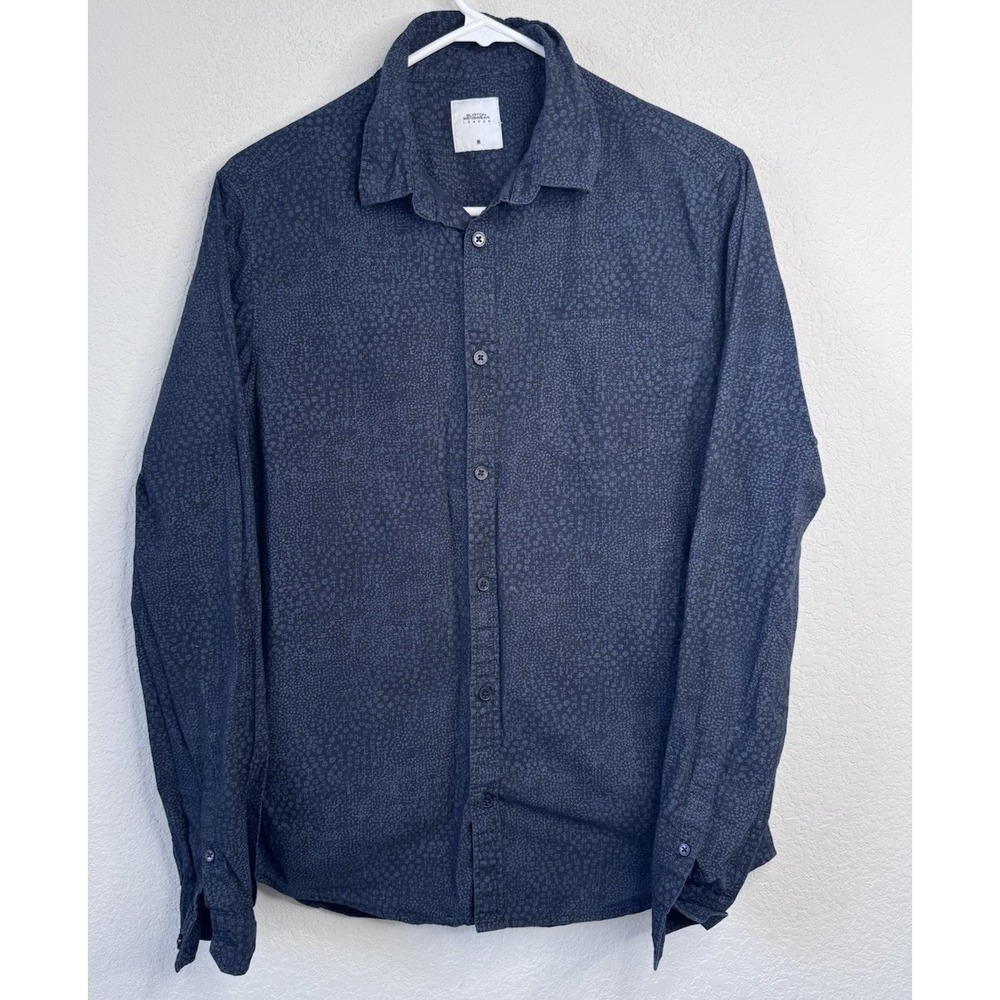 Burton Menswear London Button Down Shirt Men's M‎ Blue Micro Print Smart Casual